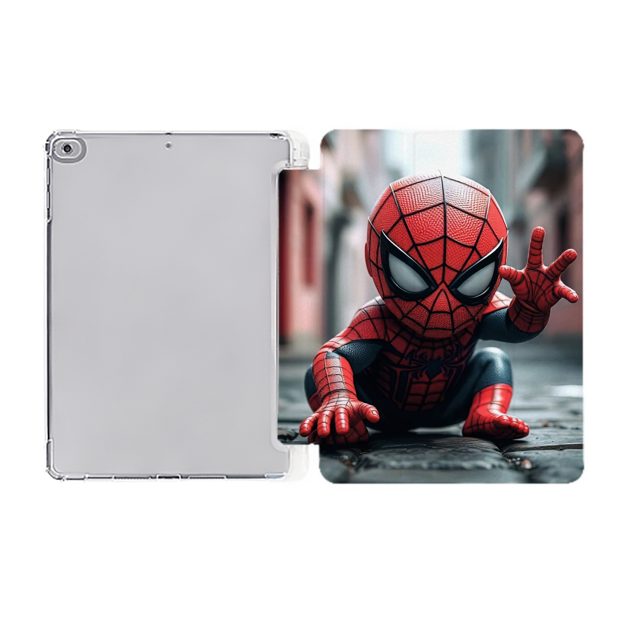 （画像用） Spider Man スパイダーマン IPad ケース ペン収納付き 三つ折りスタンド PUレザー×シリコン 対応機種9.5/10.5/10.9インチ